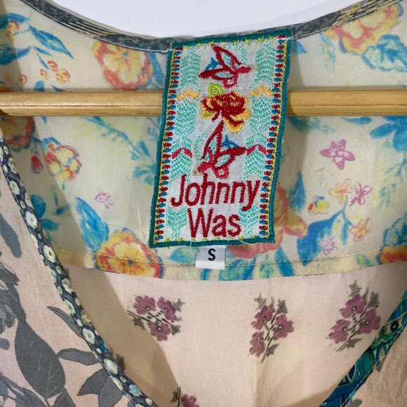 Johnny Was - Flowy Boho Cupra Rayon Trapeze Tunic Top - Semi-Sheer - Picture 2 of 5